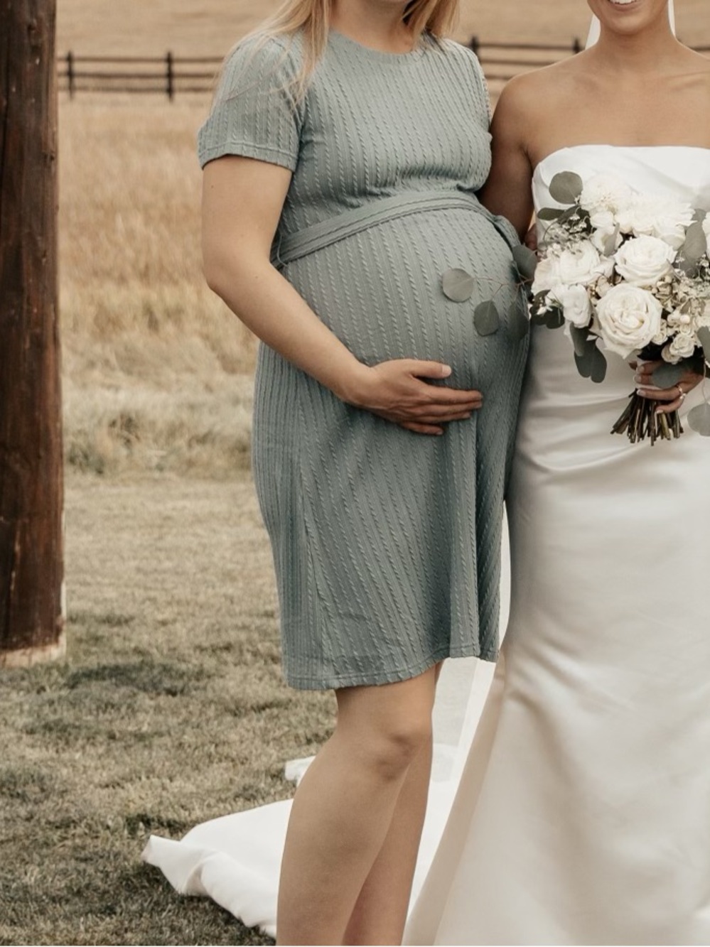 Maternity Knit Midi Dress in Sage Green